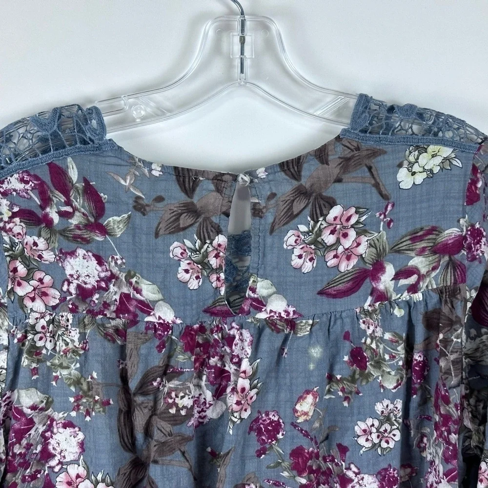 Women's Floral Poetic Sleeve Mini Dress - Picture 6 of 9